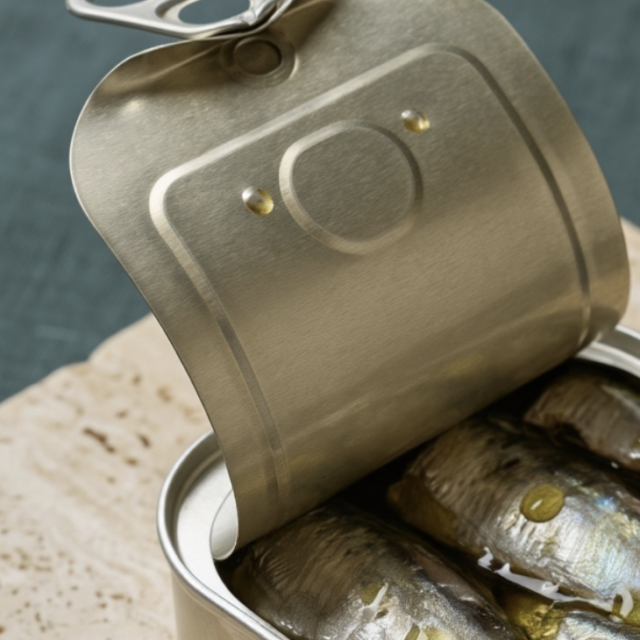 Boîte de sardines à l’huile ouverte, riche en oméga-3, calcium et protéines