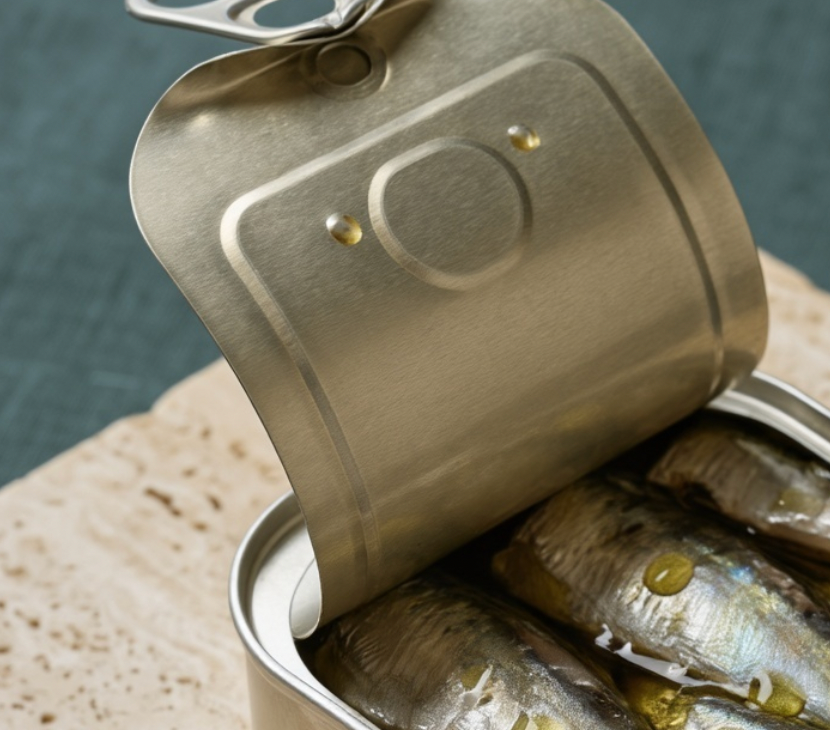 Boîte de sardines à l’huile ouverte, riche en oméga-3, calcium et protéines