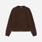 Cardigan laine alpaga chocolat, ARKET